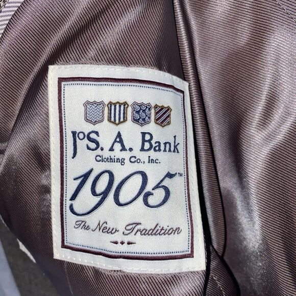 Jos. A. Bank Men's 40R Beige Tan Houndstooth Plaid Brown 2-Button Wool Blazer - Picture 7 of 9